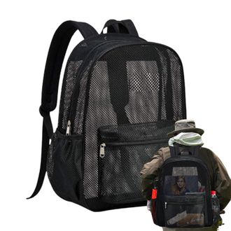 Generic Clear Backpack Transparent - Mesh Ventilated Design, Lightweight See Through Pack, Heavy Duty Polyester | For School College Gym Sports Events Travel 