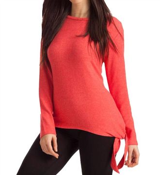 French Kyss Ellie Side Tie Kashmira Sweater In Coral