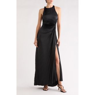 A.L.C. Reagan Sleeveless Pleated Satin Gown in Black at Nordstrom Rack, Size 00