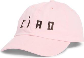 Clare Vivier Ciao Embroidered Baseball Cap in Light Pink at Nordstrom
