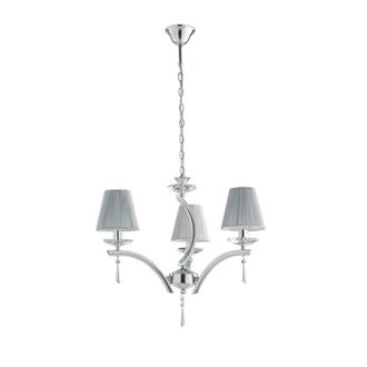 Netlighting ORCHESTRA 3 Light Chandeliers Shades Chrome K9 Crystals Fabric 60x50cm in Grey | Size: 60x50 cm