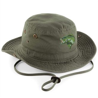 Bang Tidy Clothing Bass Fishing Hats for Men Outback Hat Embroidered UPF 50+ Sun Protection Olive