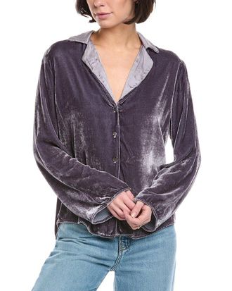 Velvet Velvet By Graham & Spencer Brenna Velvet Silk-Blend Shirt