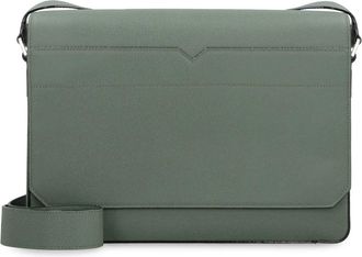 Valextra V-Line Leren Messenger Bag - Heren - Schoudertassen - Groen - ONE Size - Leer - Tassen