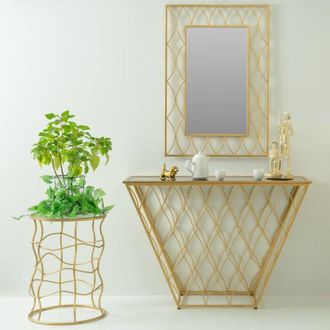 Wanderlust Deco Wanderlust Deco - Mesa Auxiliar De Metal Dorado Y Cristal D46x60