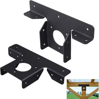 OEM Lote De 2 Soportes De Extensi&oacute;n Angulares De Metal Para P&eacute;rgola - Fijaciones En T De 3 V&iacute;as Para Postes De 10 X 10 Cm - Negro