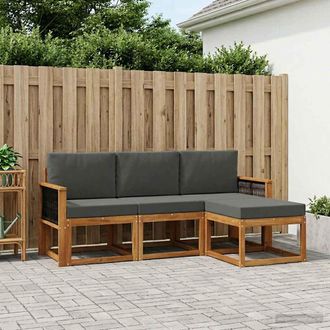 vidaXL Vidaxl Set Di Divani Da Esterno 4 Pz Naturale E Antracite