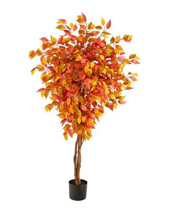 Nearly Natural 5ft Autumn Ficus Artificial Fall Tree