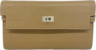 Herm&egrave;s Etoupe Gray Chevre Myzore Leather Long Wallet (Bi-Fold) (Pre-Owned)