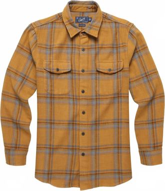 Grayers Mens Vintage Slub Twill Shirt In Golden Brown/blue
