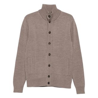 Zanone Cardigans, male, Brown, Size: 2XL Chioto Slim Fit Cardigan