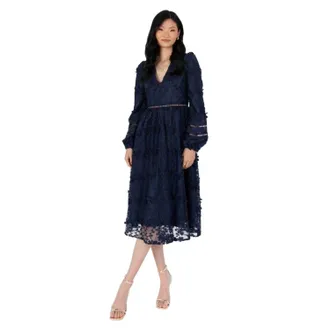 Maya Dames/Dames Floral V Neck Midi Dress (Marine)