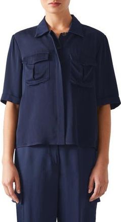 L.k. Bennett Luna Cargo Shirt in Navy at Nordstrom Rack, Size 6 Us / 10 Uk