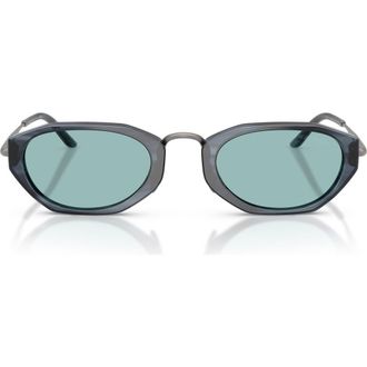 A|X Armani Exchange 50mm Polarized Irregular Oval Sunglasses in Striped Smoke /Blue at Nordstrom