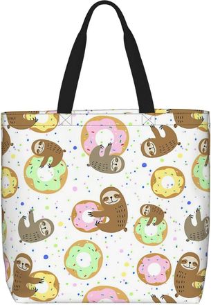 Generic Women Handbag Animal With Sweet Doughnuts Ladies Shopping Shoulder Bag Lightweight Waterproof Shopping Bags, For Christmas, Birthday, School, Graduati