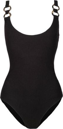 Change of Scenery Chloe Tank Ring Trim One-Piece Swimsuit in Black Texture at Nordstrom, Size X-Small