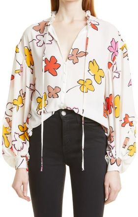 Ted Baker Thurso Floral High-Low Blouse in White at Nordstrom, Size 4