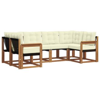 vidaXL Conjunto De Sof&aacute;s De Exterior Con Coj&iacute;n 6 Pcs Natural Y Crema Vidaxl
