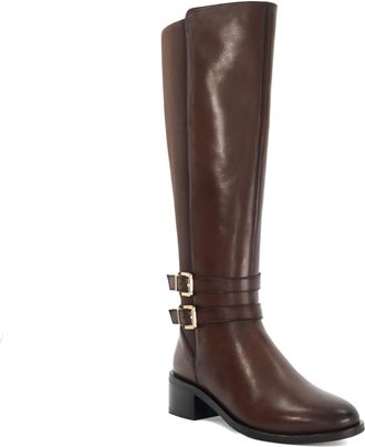 Dune London Ladies TATTER Leather Knee High Riding Boots Size UK 4 Knee High Boots