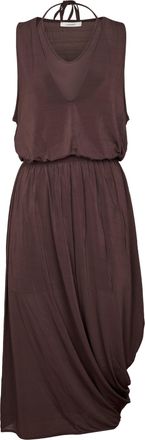 Christophe Lemaire Double-Layer Draped Midi Dress with Unique Asymmetrical Hem
