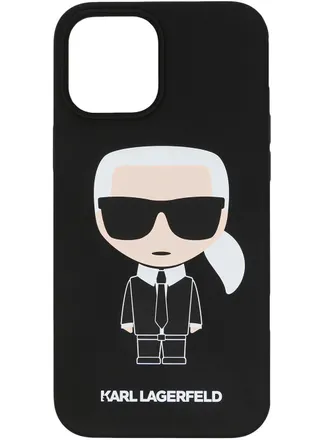 Karl Lagerfeld Ikonik iPhone 12 Pro Max case - women - Sisal/Acrylic - One Size - Black