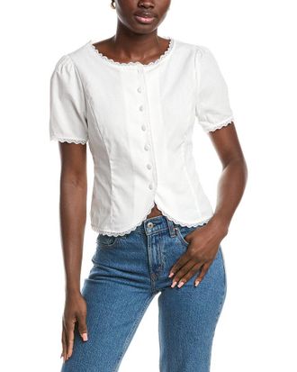French Connection Lace Trim Blouse