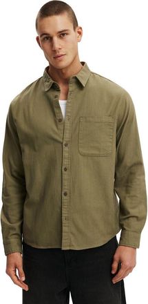 Cotton On Mens Lewis Long Sleeve Shirt in Washed Khaki at Nordstrom, Size Xx-Large