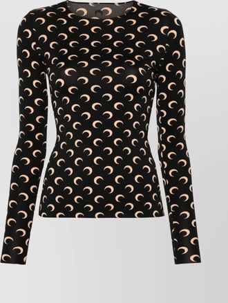 Marine Serre printed slim-fit long-sleeve jersey top