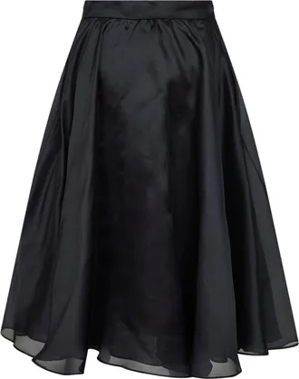 Max Mara Womens Midi Skirt Msecalle Black Silk Organza