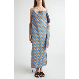 SETCHU Origami 1 Convertible Long Sleeve Cotton & Silk Dress in Sunlight Stripe at Nordstrom, Size 3