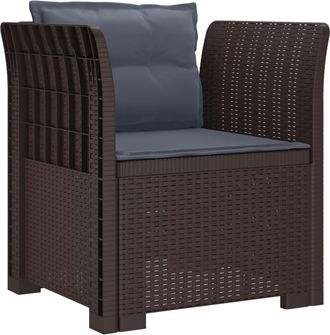 vidaXL Sill&oacute;n Individual Con Cojines Apariencia De Ratan Pp Marr&oacute;n Vidaxl