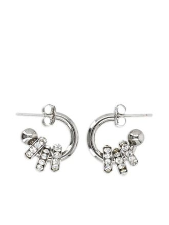 Justine Clenquet crystal-embellished hoop earrings - women - Crystal/Brass - One Size - Silver