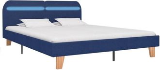 vidaXL Vidaxl - Estructura De Cama Con Led Sin Colch&oacute;n Tela Azul 160x200 Cm