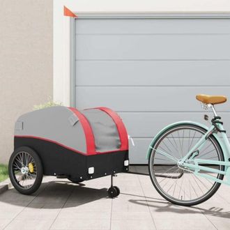 vidaXL Vidaxl - Remolque Para Bicicleta Hierro Negro Y Rojo 45 Kg