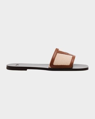 Valentino Garavani Viva VLogo Canvas Flat Slide Sandals