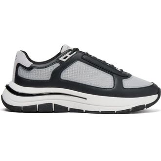 Mallet Footwear Alton Leather And Mesh Trainers in Grey /Black at Nordstrom, Size 12
