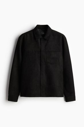 H&M Aufgerautes Overshirt in Regular Fit - Schwarz