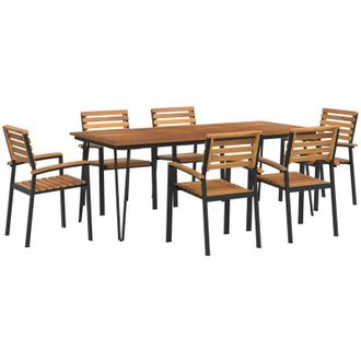 vidaXL Juego De Comedor De Jard&iacute;n 7 Pzas Madera Maciza Acacia Y Metal Vidaxl