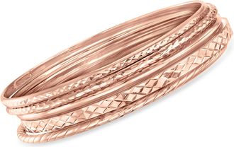 Ross-Simons 18kt Rose Gold Over Sterling Silver Jewelry Set: 5 Bangle Bracelets