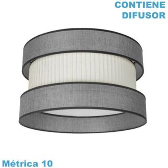 Fabrilamp Pantalla Colgante Home M10 Gris-beis 50dx50dx25h Difusor Incluido