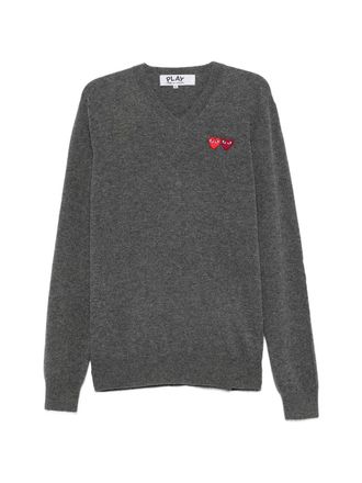 Comme Des Gar&ccedil;ons u Sweater Double Burgendy Emblem Knit