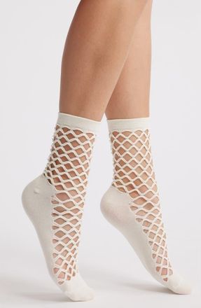 Stems Netted Crew Socks in White at Nordstrom