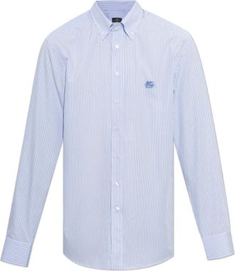 Etro Gestreepte Button-Down Overhemd - Heren - Zakelijke Overhemden - Blauw - L - Katoen - Overhemden