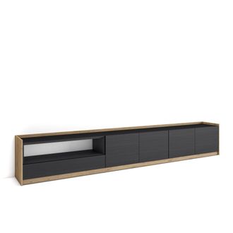 Skraut Home Skraut Home - Mueble Tv, Televisi&oacute;n, 310x37x50cm, Para Tv Hasta 80, Negro Y Roble