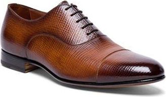 Santoni Darian Textured Cap Toe Oxford in Brown at Nordstrom Rack, Size 13