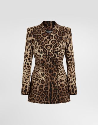 Dolce & Gabbana Turlington Leo-print Wool Double-breasted Jacket - Woman Blazers Animal Print 36