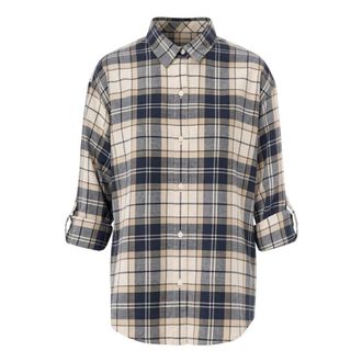 Barbour Overhemden, Dames, Beige, XS, Katoen, Oversized Tartan Shirt