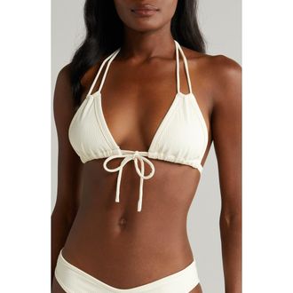 Montce Swim Euro Bow Bikini Top in Cream Rib at Nordstrom, Size Large