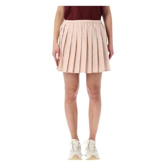 Moncler Minifalda plisada de mezcla de algod&oacute;n Vichy - Skirts - Mujer - Rosa - S