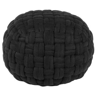 Beliani Puf De Terciopelo Negro 45 X 35 Cm Relleno De Eps Hecho A Mano Reposapi&eacute;s Otomana Hopa